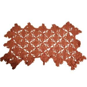 VTG Crochet XL 24" Mauve Pink Table Runner Dresser Scarf Vanity Cottage Grandma
